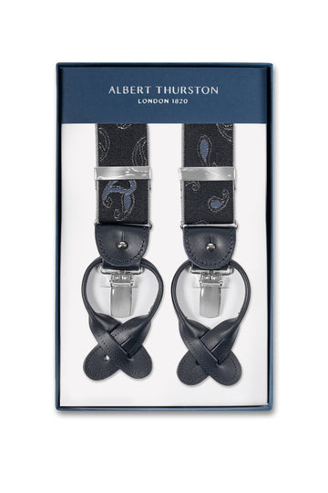 ALBERT THURSTON Navy Paisley 2-In-1 Braces