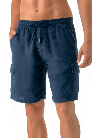 VILEBREQUIN Navy Linen Pull-On Shorts