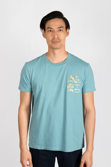 ETRO Sea Blue Printed Logo T-Shirt