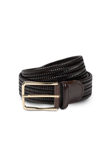 CANALI Dark Brown Plaited Belt