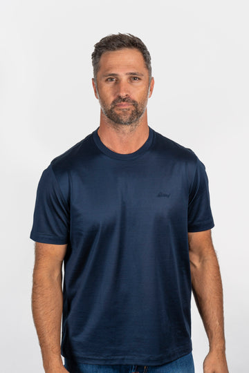 BRIONI Navy T-Shirt Brioni On Chest