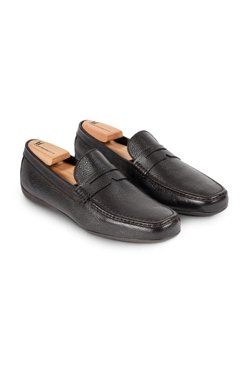 MORESCHI Dark Brown Minorca Leather Loafers