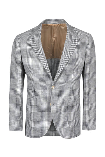 BRUNELLO CUCINELLI Grey & Cream Prince Of Wales Jacket
