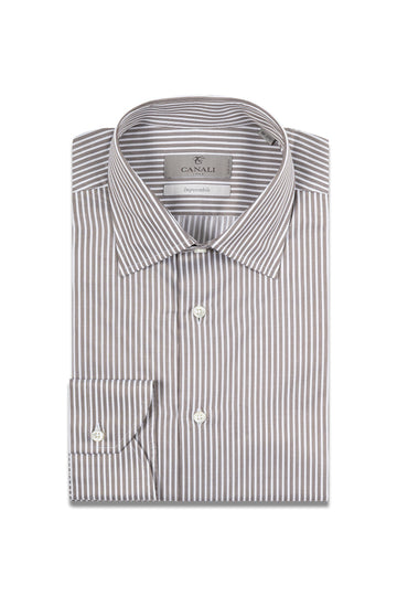 CANALI Impeccabile Chocolate Fine-Lines Shirt