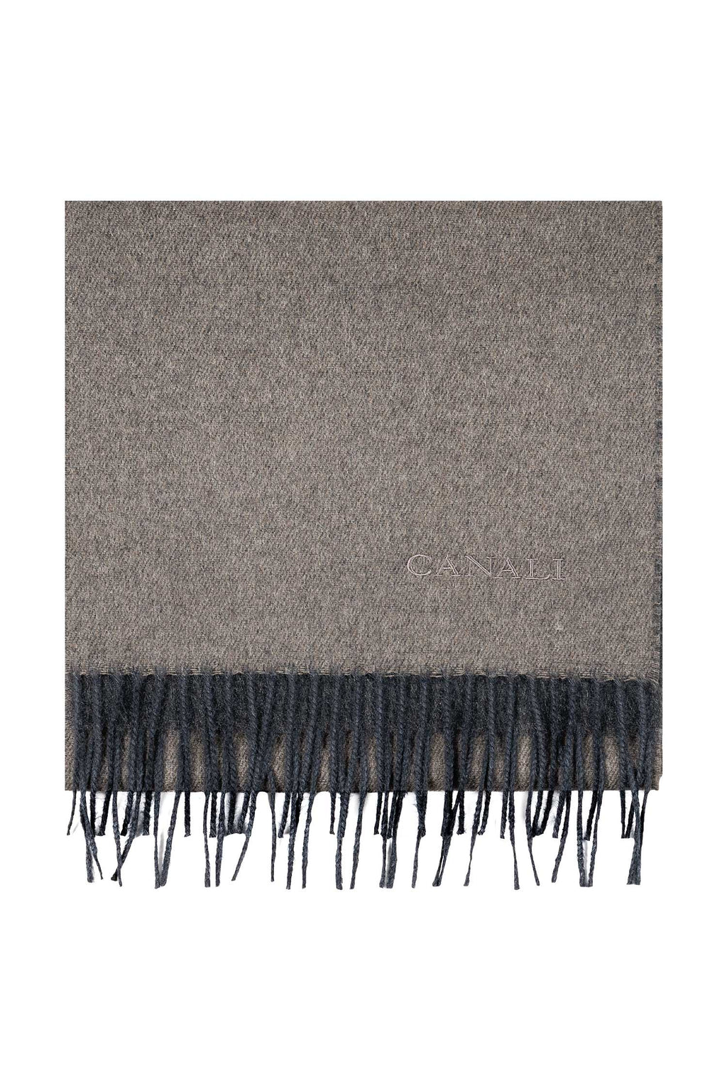 CANALI | Two-Tone Cashmere And Silk Scarf | Charcoal & Brown