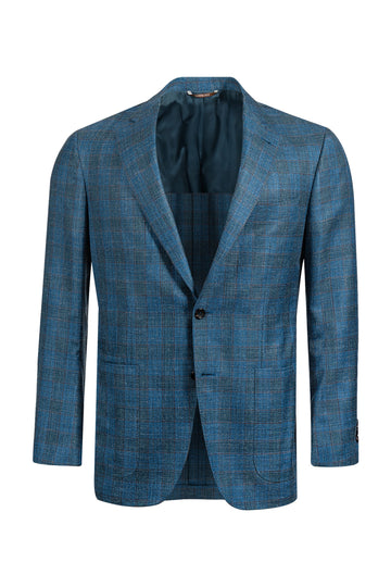 CANALI Teal Unlined Check Jacket