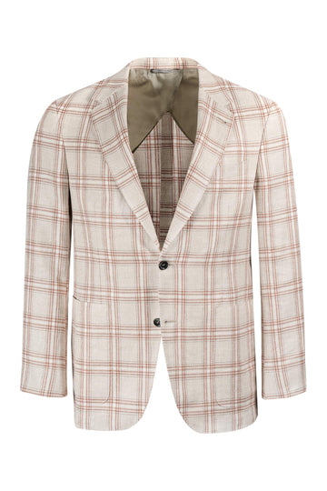 CANALI Beige Ultralight Orange Check Jacket