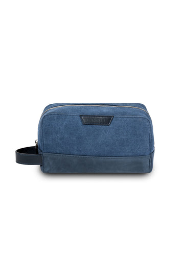 CANALI Blue Cotton & Suede Washbag