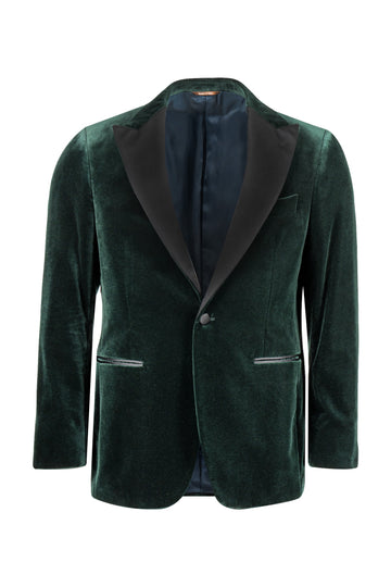 CANALI Bottle Green Velvet Dinner Jacket