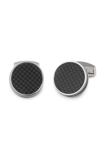 TATEOSSIAN Black & Silver Woven Cufflinks