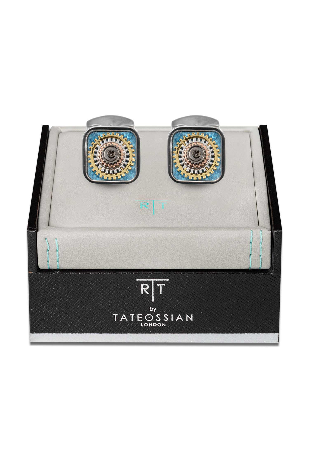 TATEOSSIAN | Square Cufflinks with Blue Finish | Gunmetal