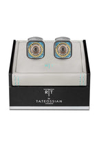 TATEOSSIAN | Square Cufflinks with Blue Finish | Gunmetal