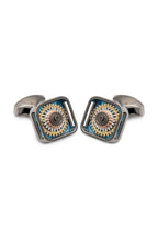 TATEOSSIAN | Square Cufflinks with Blue Finish | Gunmetal