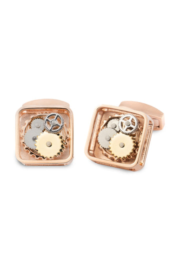 TATEOSSIAN Rose Gold Square Gears Cufflinks