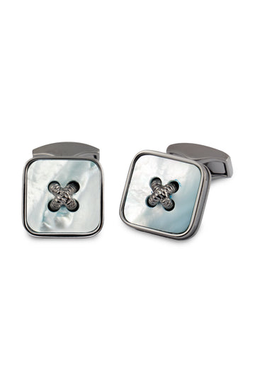 TATEOSSIAN Blue Mother-of-Pearl Square Cufflinks
