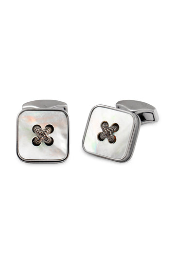 TATEOSSIAN White Mother-of-Pearl Square Cufflinks
