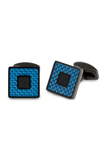 TATEOSSIAN Blue Woven Square Cufflinks