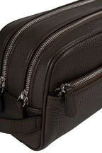 SERAPIAN | Tumbled Leather Washbag | Dark Brown