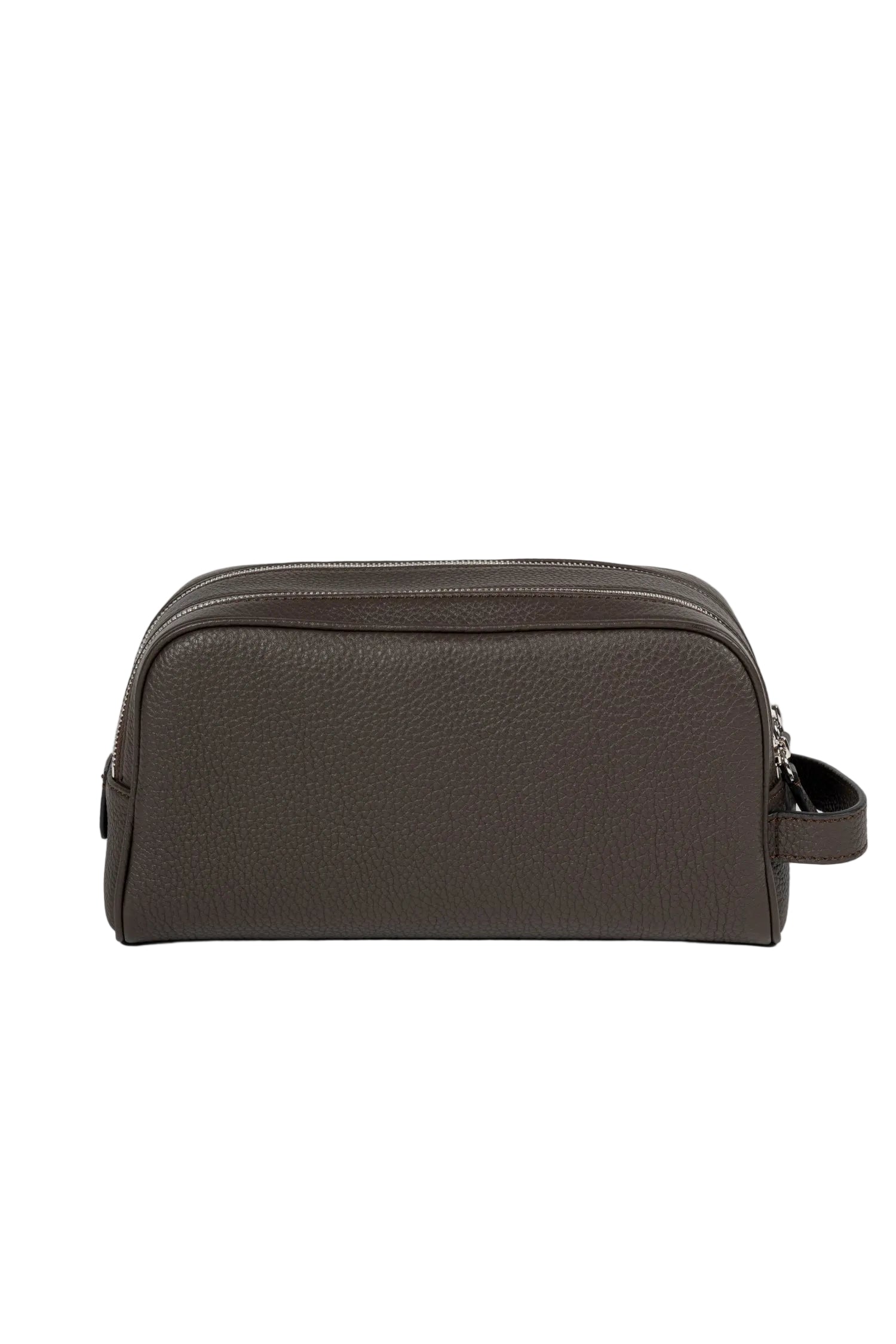 SERAPIAN | Tumbled Leather Washbag | Dark Brown