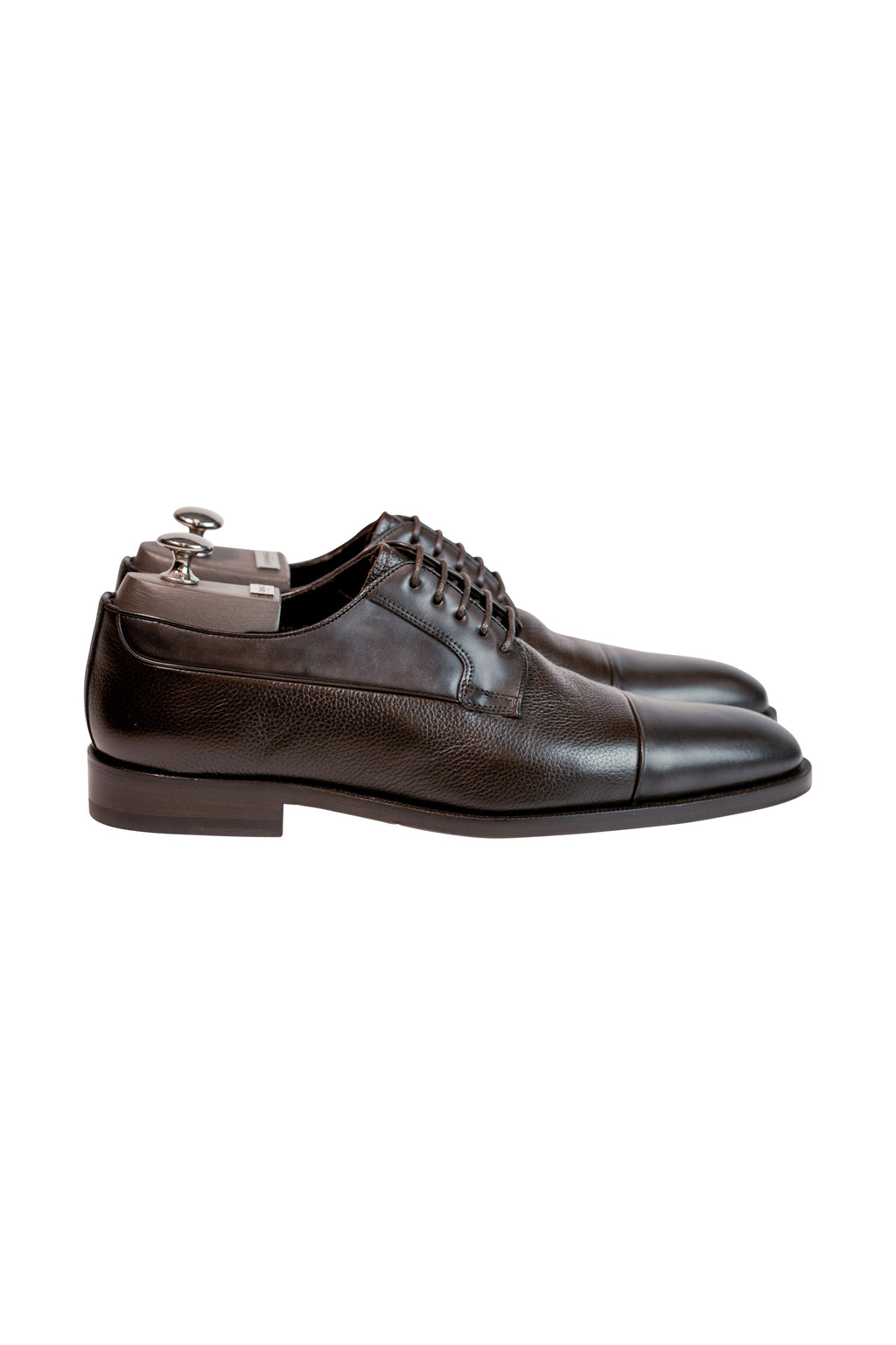 CANALI | Smooth & Tumbled Lace-Up Shoe | Chocolate