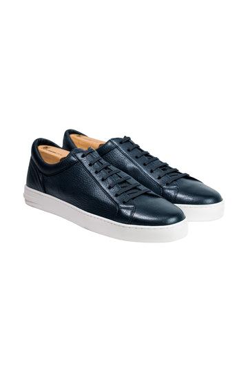 MORESCHI Dark Blue Deerskin Ibiza Low-Top Sneaker