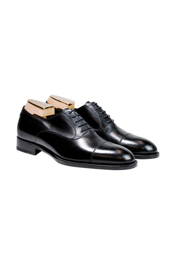 FRATELLI ROSSETTI Black Lace Up Cap-Toe Shoes