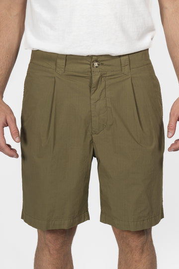 ALTEA Khaki Green 1 Pleat Shorts