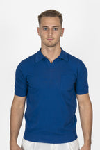 ALTEA | Knitted V-Neck Polo | Royal Blue