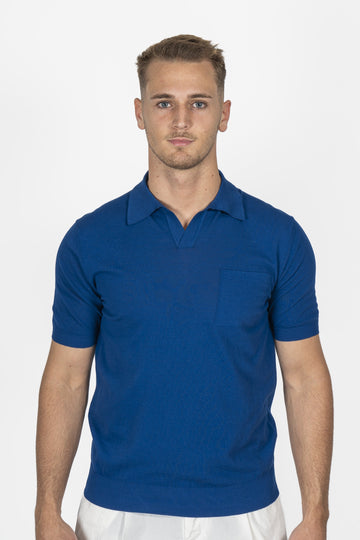ALTEA Royal Blue Knitted V-Neck Polo