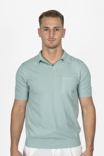 ALTEA Mint Green Knitted V-Neck Polo