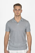 ALTEA | Cotton & Linen Stripe Polo | Blue Steel