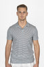 ALTEA | Cotton & Linen Stripe Polo | Blue Steel