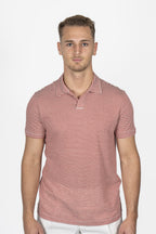 ALTEA | Cotton & Linen Stripe Polo | Red