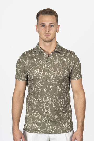 ALTEA Khaki Green Leaf Polo