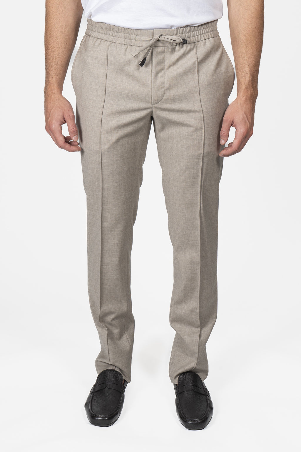 BRIONI | Drawstring Wool Trousers | Light Brown