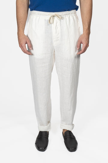 ALTEA OFF-WHITE Linen Drawstring Trousers