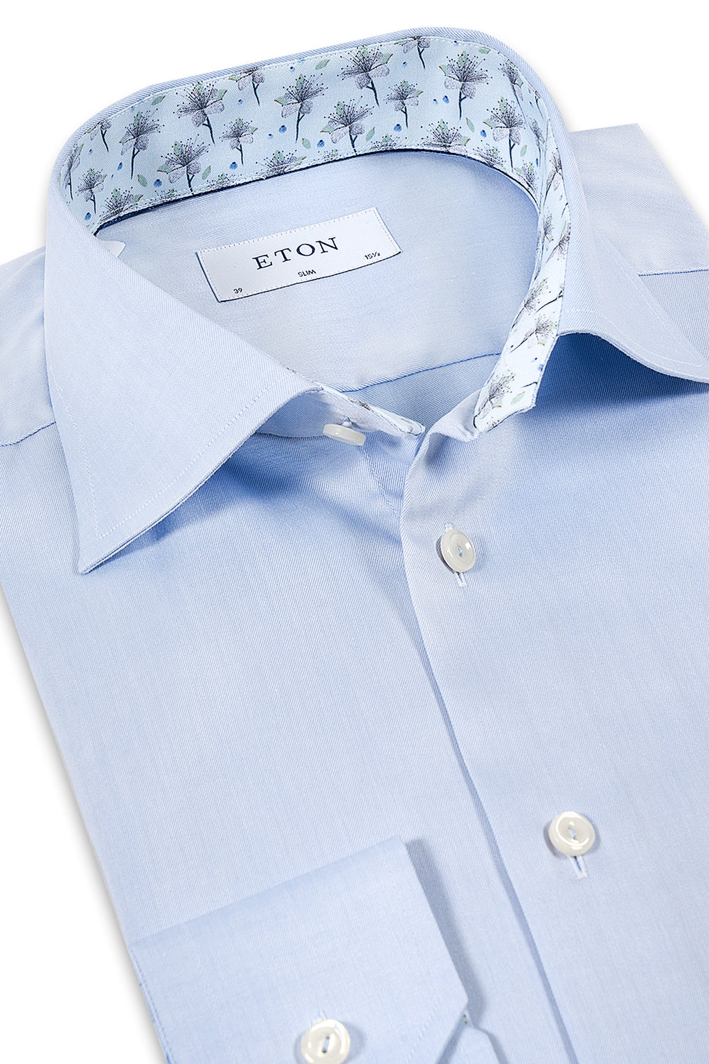 ETON | Twill Shirt Inner Flower Pattern | Blue