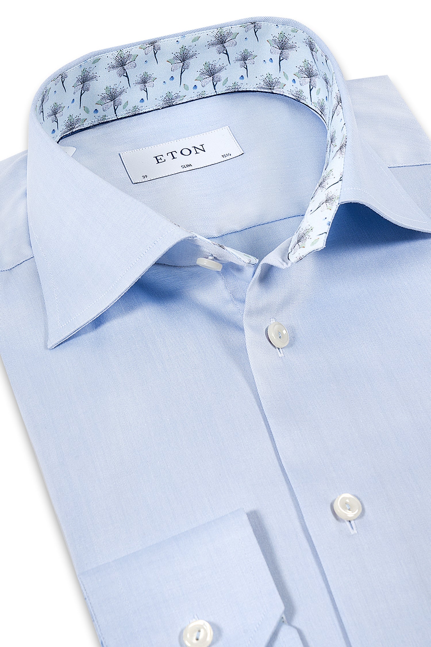 ETON | Twill Shirt Inner Flower Pattern | Blue