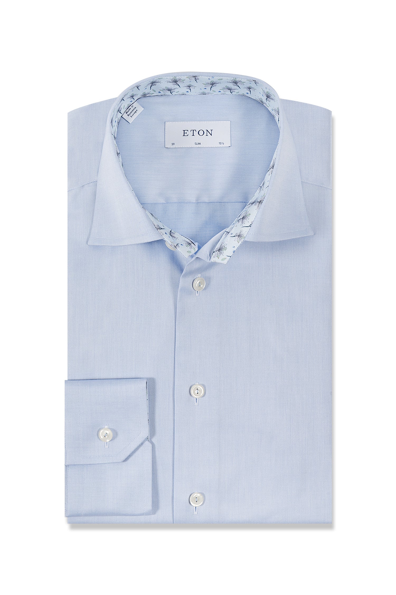 ETON | Twill Shirt Inner Flower Pattern | Blue