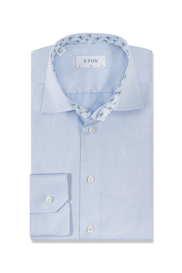 ETON Blue Twill Shirt Inner Flower Pattern