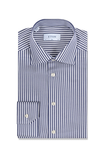 ETON Navy Diamond On Stripe Shirt