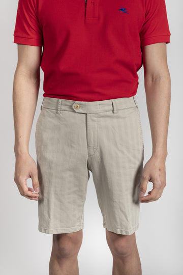 MMX Beige Herringbone Shorts