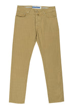JACOB COHEN | Cotton & Linen Herringbone Trousers | Camel