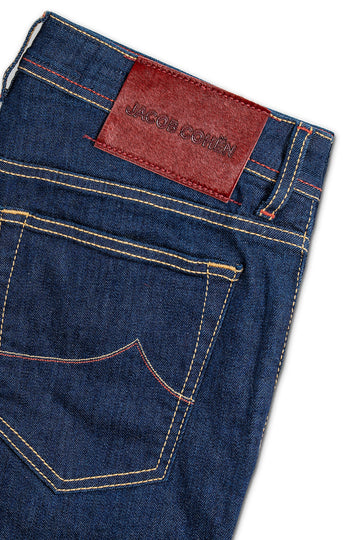 JACOB COHEN Dark Denim Jeans With Maroon Label