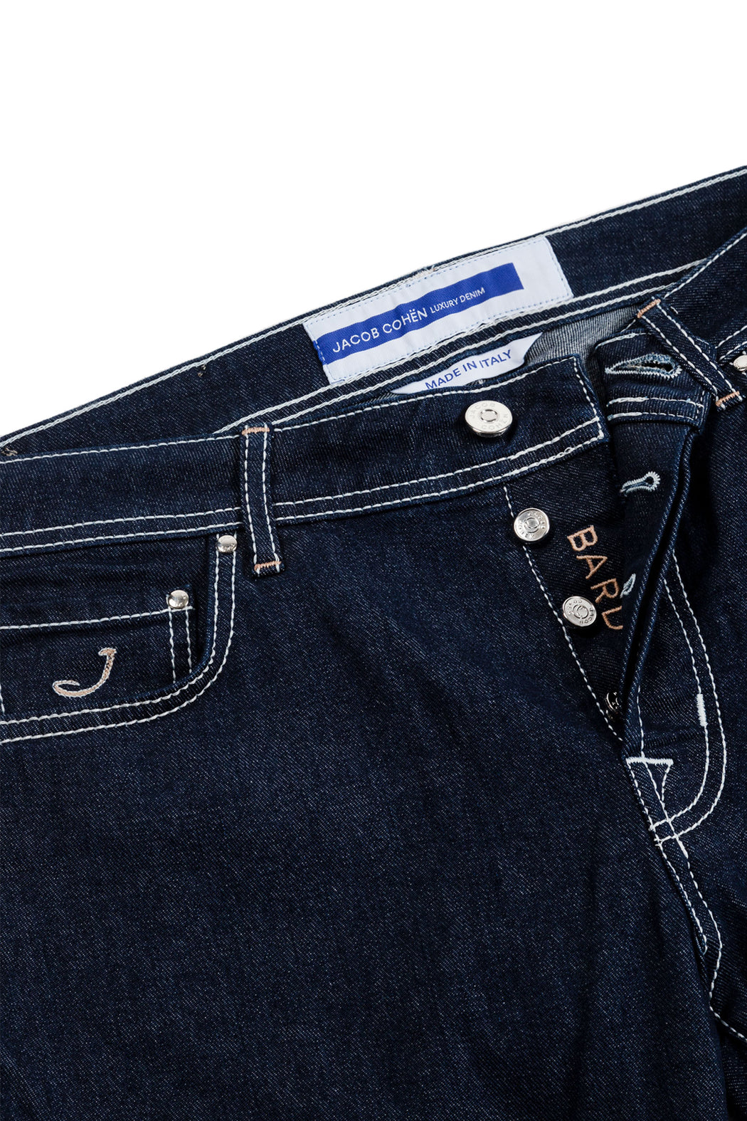 JACOB COHEN Dark Denim Bard Jeans Leather Label Mitchell Ogilvie