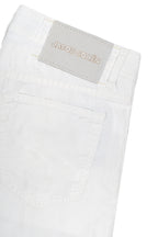 JACOB COHEN | Cotton & Linen Herringbone Trousers | White