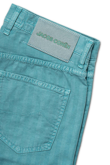 JACOB COHEN Aqua Cotton & Linen Shorts