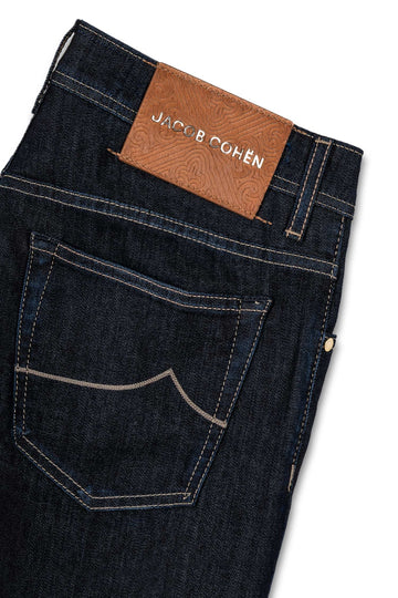 JACOB COHEN Dark Denim Bard Jeans Calf Hair Badge