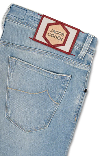 JACOB COHEN Pale Denim Scott Jeans Hexagon Badge