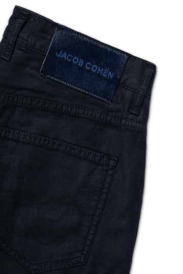 JACOB COHEN Navy Cotton & Linen Shorts